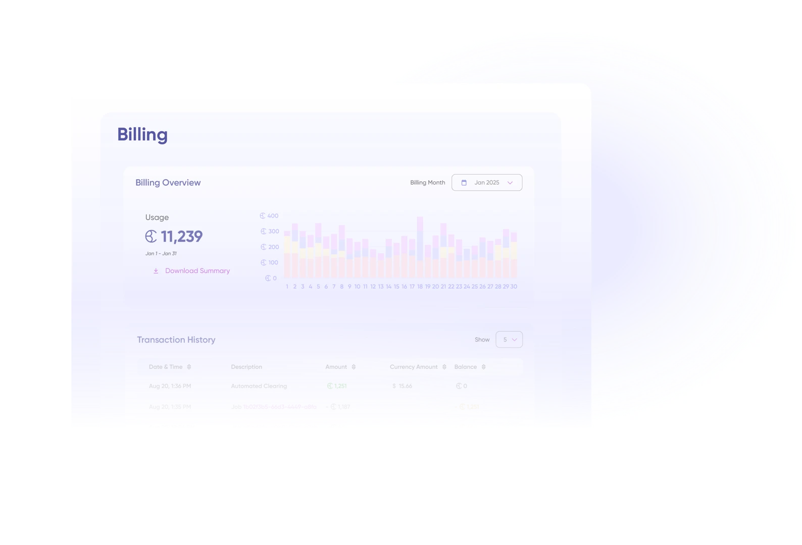 ByteNite Billing UI Usage - Layer 1